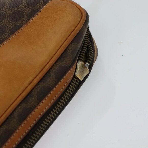 CELINE Macadam Canvas Shoulder Bag PVC Leather Brown Gold Auth - Picture 8 of 16